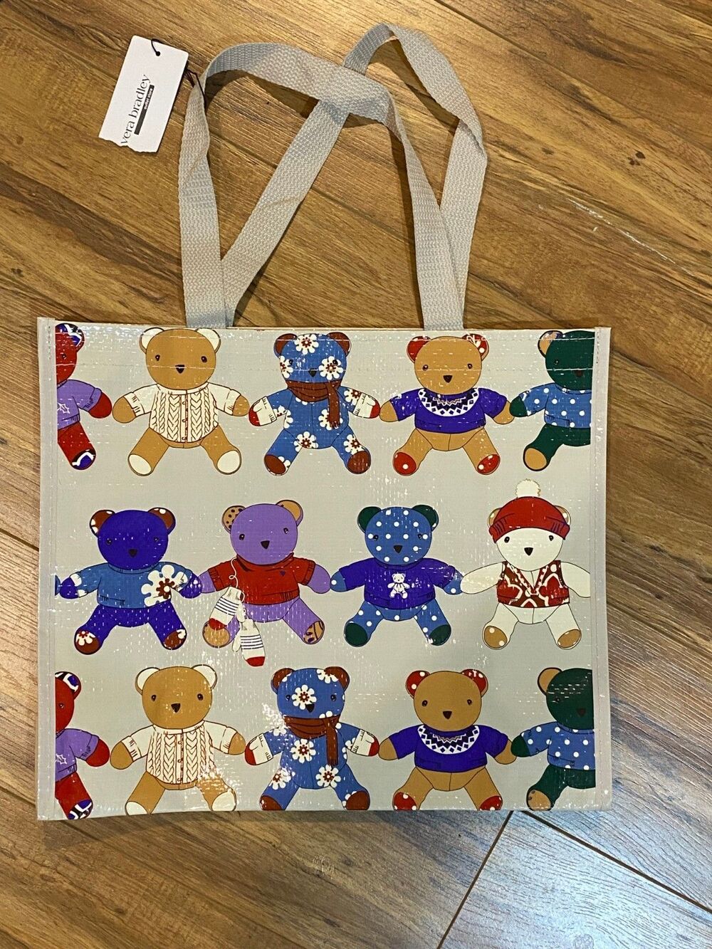Vera Bradley Reusable Market Tote Gift Bag Bears 14Wx 12H x 5.25D
